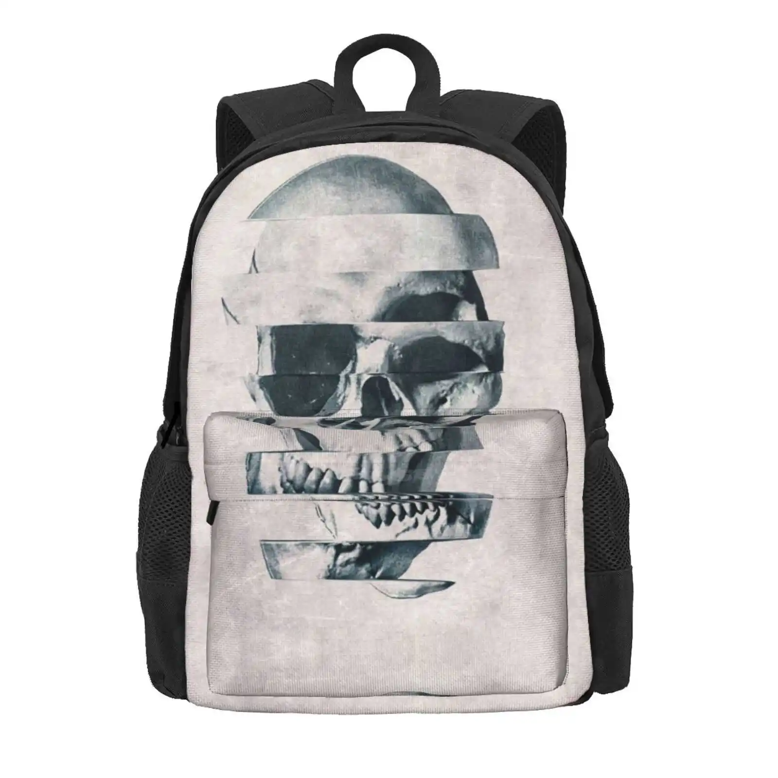 Glitch Skull Mono Hot Sale Schoolbag Backpack Fashion Bags Graphic Skull Art Geometric Pattern Geometric Art Colorful Multi