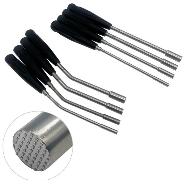 Orthopedic Bone Tamp Bone Graft Impactor Aluminum Handle Tamping Rod Straight Curved Tool 6mm 8mm 10mm 12mm