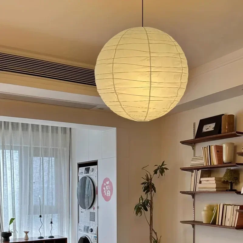 Japanese Art Rice Paper Chandelier LED Ceiling Pendant Lamp Wabi Sabi Style for Dining Room Kitchen Island Bar Home Decor