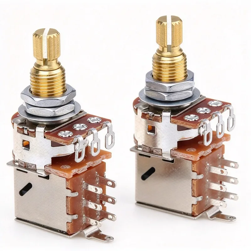 For Electric Guitar Bass Push Pull Potentiometer A250K B250K A500K B500K 18 24 Teeth