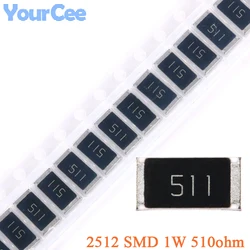 Resistencia de Chip SMD, 100, piezas/50, 510ohm, 2512, 1W, 510R, 510 ohm, 511, 5%