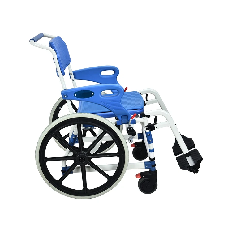 كرسي مرحاض من سبائك الألومنيوم مع عجلات، تصميم جديد لمستلزمات علاج إعادة التأهيل للمعاقين وكبار السن #6