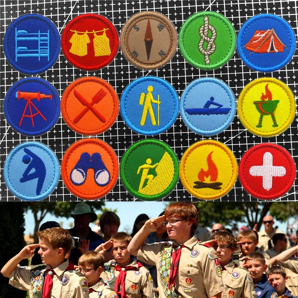 American Boy Scout Tactical Emblem Reward Encouragement Morale Badge Embroidery Hook&Loop Patches Backpack Decoration Sticker