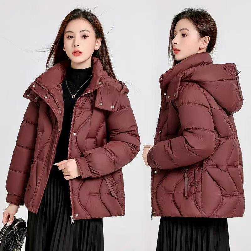 In Winter Of 2024 The New Fashion Plus Size Cotton-padded Coat Short Hooded Loose Temperament Slim And Versatile Cotton Coat Top