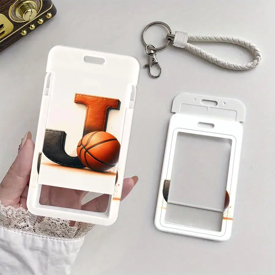Cover Case 1Pc Card Holder Retractable Credit Card Holders Holders Child Bus with lanyard Badge Bank ID Basketball Letter J K