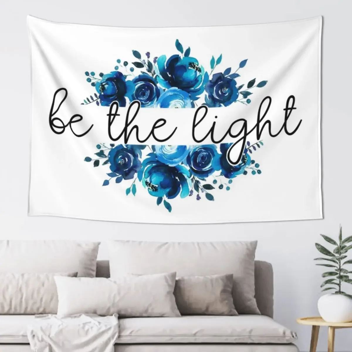 Be the light - Christian bible verse floral watercolor lettering quote Tapestry Custom Wall Hanging Decor Tapestry