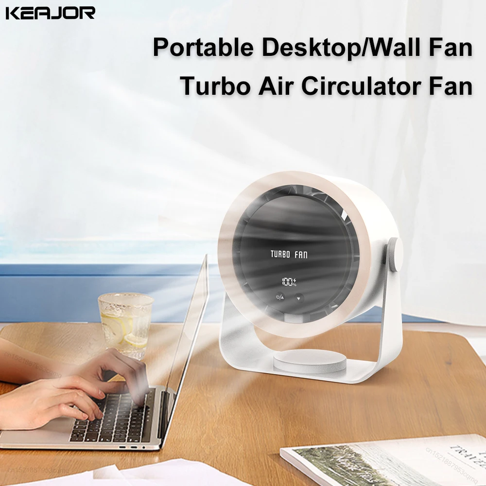 

Electric Fan Portable Wireless Rechargeable Air Circulator Fan 4000mAh Desktop Wall Quiet Ceiling Turbo Fan Portable Air Cooler