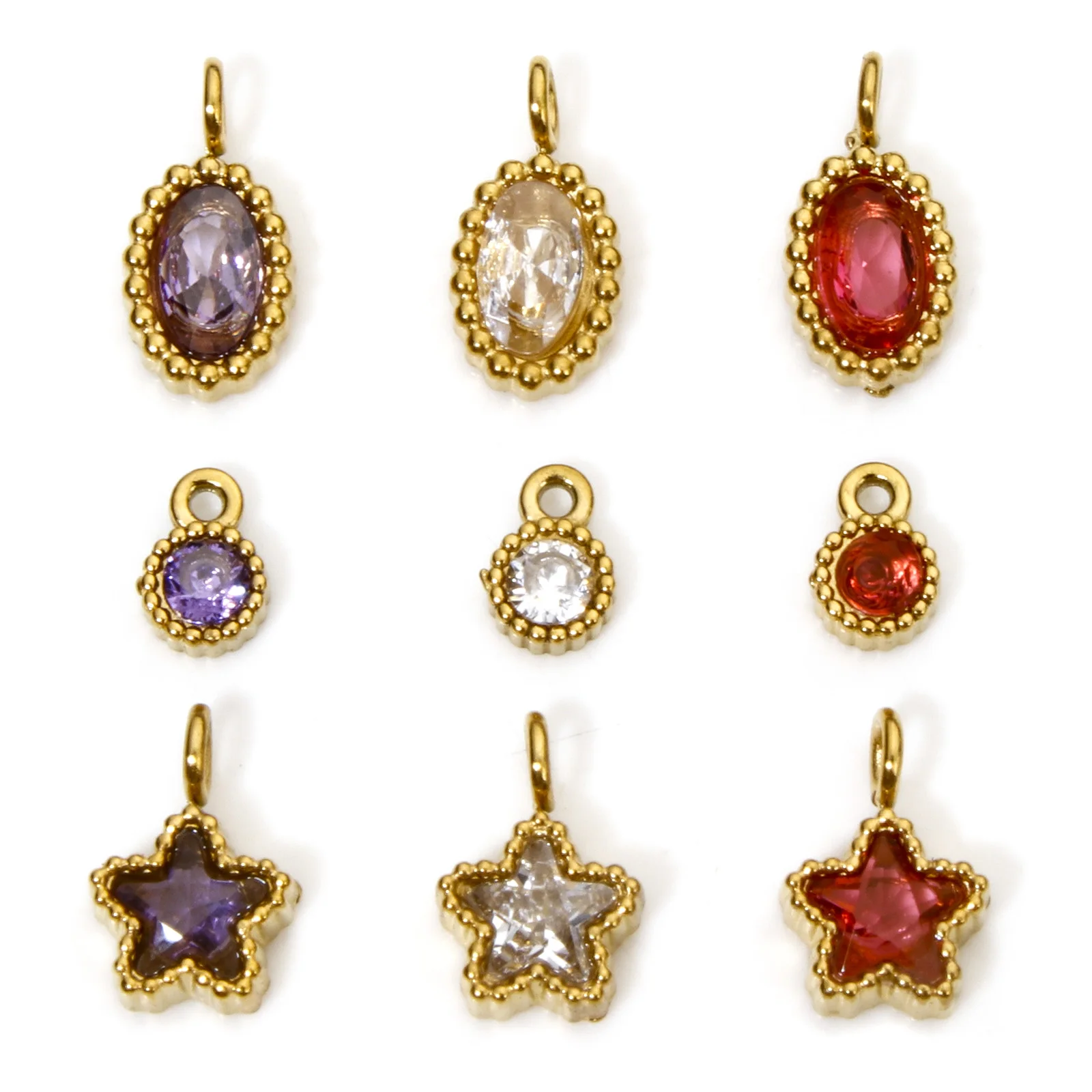 دلاية من حجر الراين متعددة الألوان للنساء ، سحر من الفولاذ المقاوم للصدأ ، لون ذهبي ، جولة ، مجوهرات سوار تصنعه بنفسك ، 1 DIY