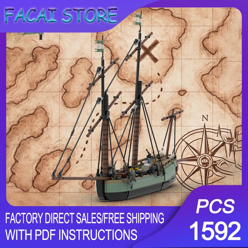 Fortaleza Pirata MOC, Bloques de Construcción Modulares, Compañía de Transporte Marítimo, Lancha, Bloques Tecnológicos, Juguete de Construcción DIY de Navidad, Regalo