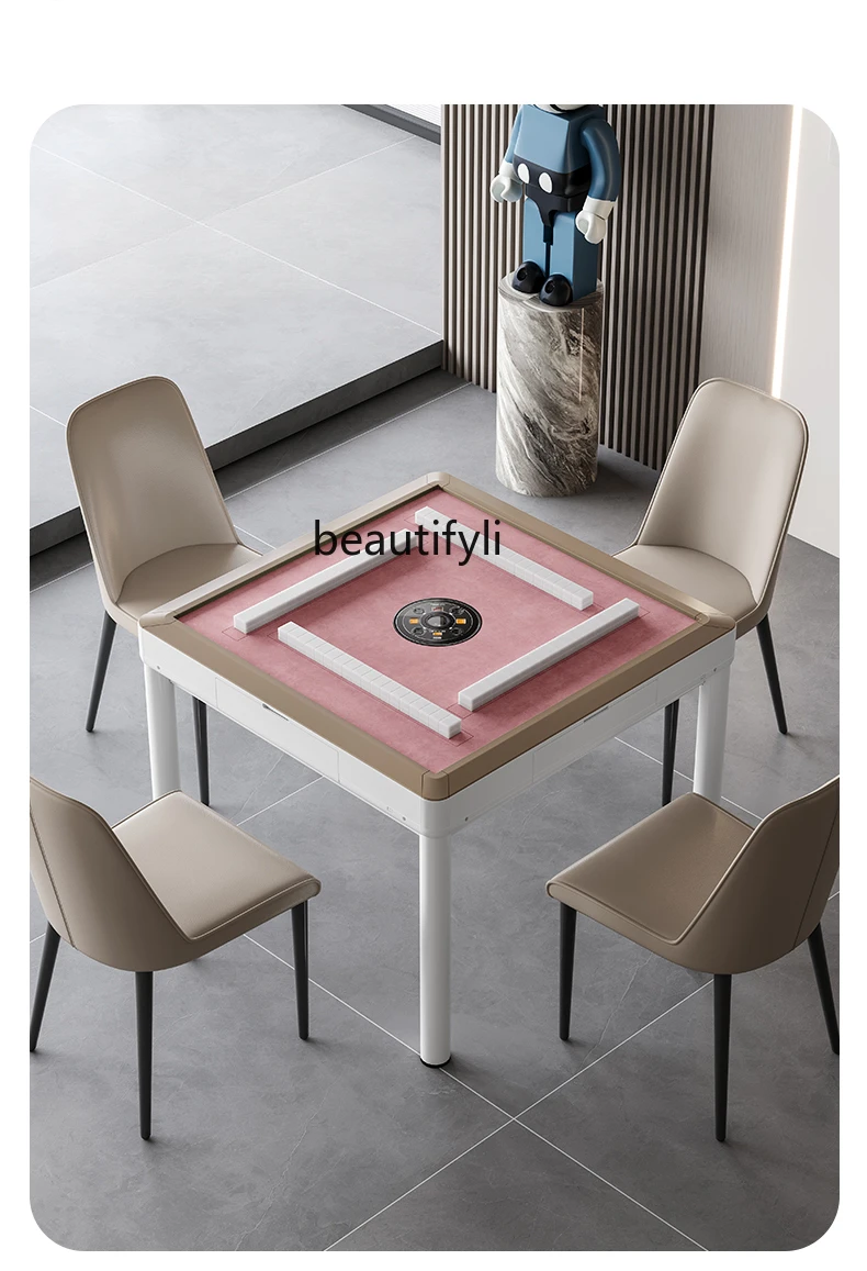 

Pink Mahjong Machine Automatic Household Electric Dining Table Dual-Use Bass Four-Port Mahjong Table