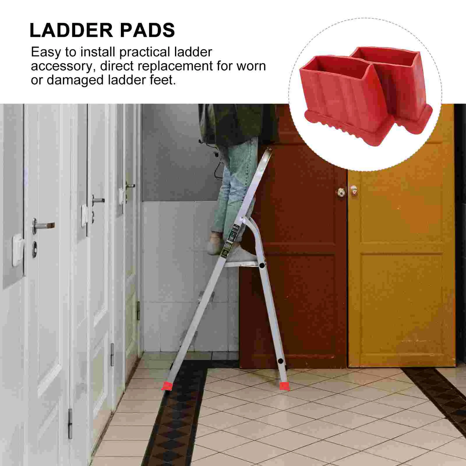 Almohadillas para cubierta de pies de escalera de piezas, accesorios para pies telescópicos, alfombrilla de goma antideslizante, antirectangular, 2
