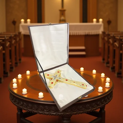 HTISOK 정교회 십자가 기독교 손잡이형 기도 십자가 교회 용품 종교 의식용 (크레스트 프라보슬라비엔)