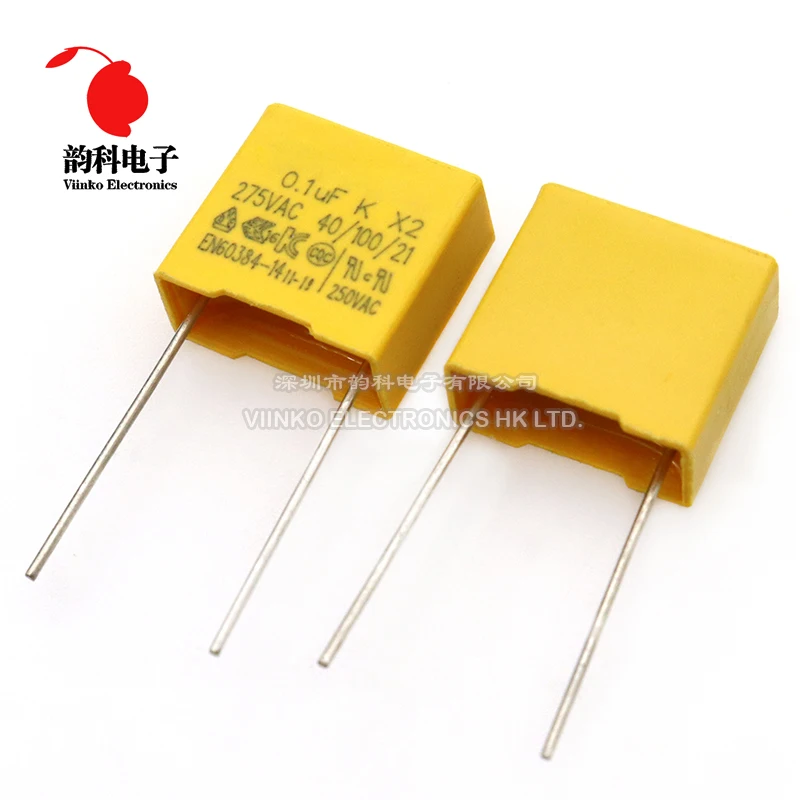 10 szt. X2 Kondensator bezpieczeństwa 10mm 275VAC 275V 0.01UF 0.022UF 0.033UF 0.047UF 0.1UF 0.15UF 0.22UF 0.33UF 0.47UF Folia polipropylenowa