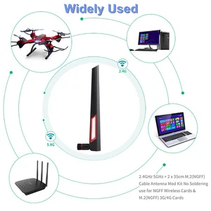 10dbi Antena WIFI 2.4 G Hz 5 G Hz 5.8 G Hz Penguat Sinyal Antena RP SMA Pria Universal Antena Wifi untuk Amplifier WLAN Router 6 antena 5 ghz penjualan terbaik - №