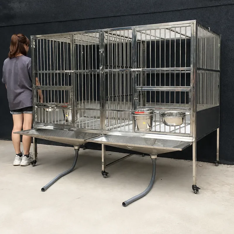 Stainless Steel Dog Cage For Giant Dogs With Toilet Special Funnel 304 Large Kennel