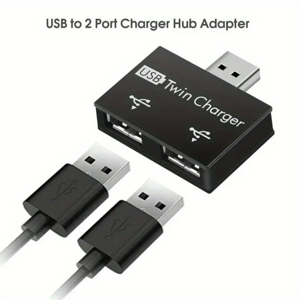 ultra-thin portable 2-port USB hub dual charger one-to-two converter Adapter Dual USB Charging Extender Cable for Laptop Compute