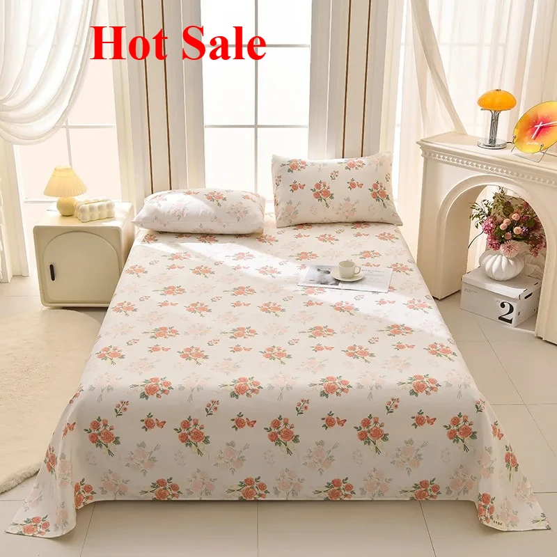 2025 raw cotton old coarse cloth mat bed sheet 3-piece set thickened striped printing household breathable mat soft mat