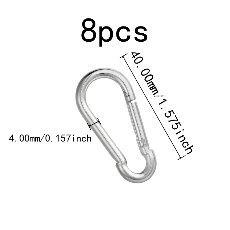 8 pcs M4 Carabiner Clips, Compact Portable Size, Backpack Attachment Fishing Gear Hanging, Sturdy Metal Alloy