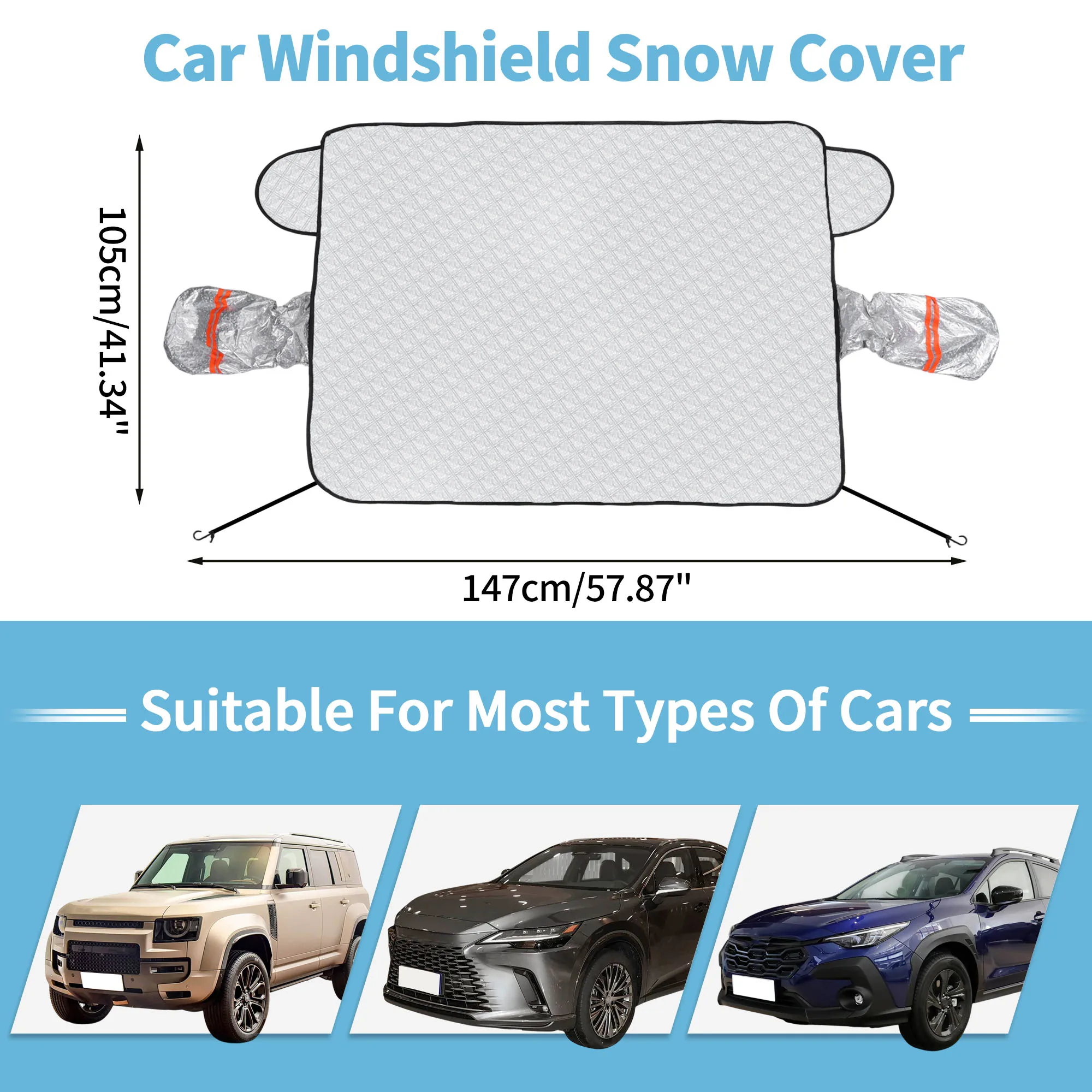 

Защитный чехол для лобового стекла автомобиля UXCELL (для седанов/хэтчбеков), алюминиевая пленка, 2 светоотражающие полосы, водонепроницаемая защита для улицы