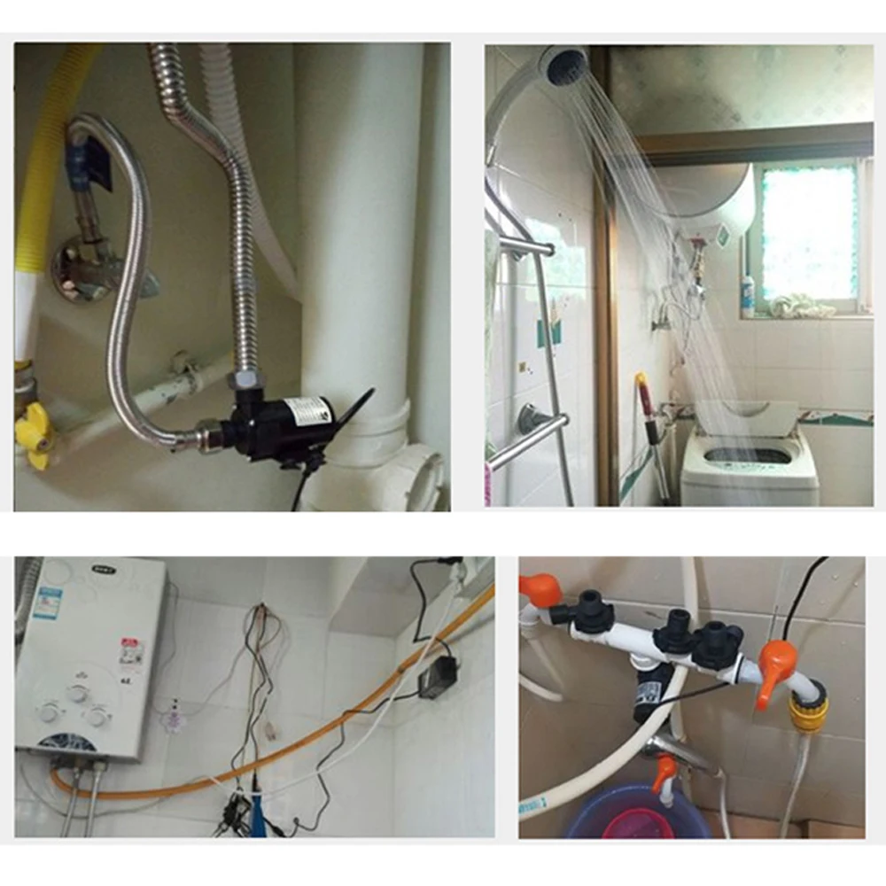 DC 12V 24V Scaldabagno Doccia Riscaldamento a Pavimento Pompa Booster Silenzioso 4 Punti Filettato Spina DEGLI STATI UNITI IP68 Brushless Motore Solare Pompa Acqua