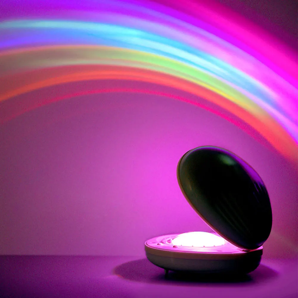 Shell Projector Lamp Rainbow Projection Night Light Creative Colorful Atmosphere Lamp Living Room Bedroom Decoration Kids Gifts