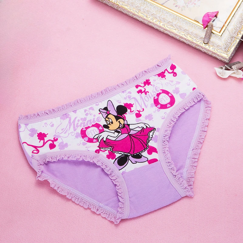 4Pcs Disney Cartoon Panties Kawaii Mickey Mouse Comfy Cotton Triangle Underwear Cute Minnie Mickey Kids Briefs Girls Panty Brief