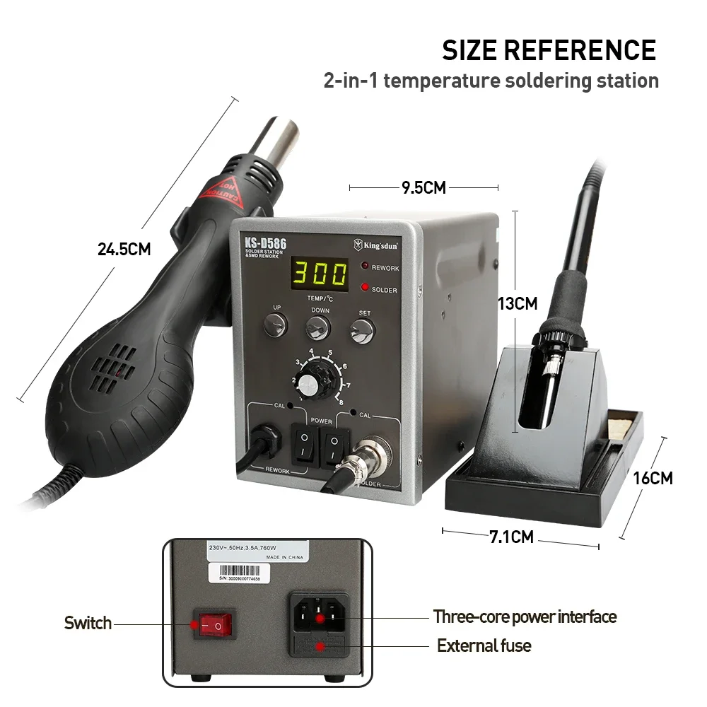 220V/110V 700W Lead-Free Soldering Station BGA Rework SMD Hot Air  Heat Eletrics Iron Kit Tool Welding Tip