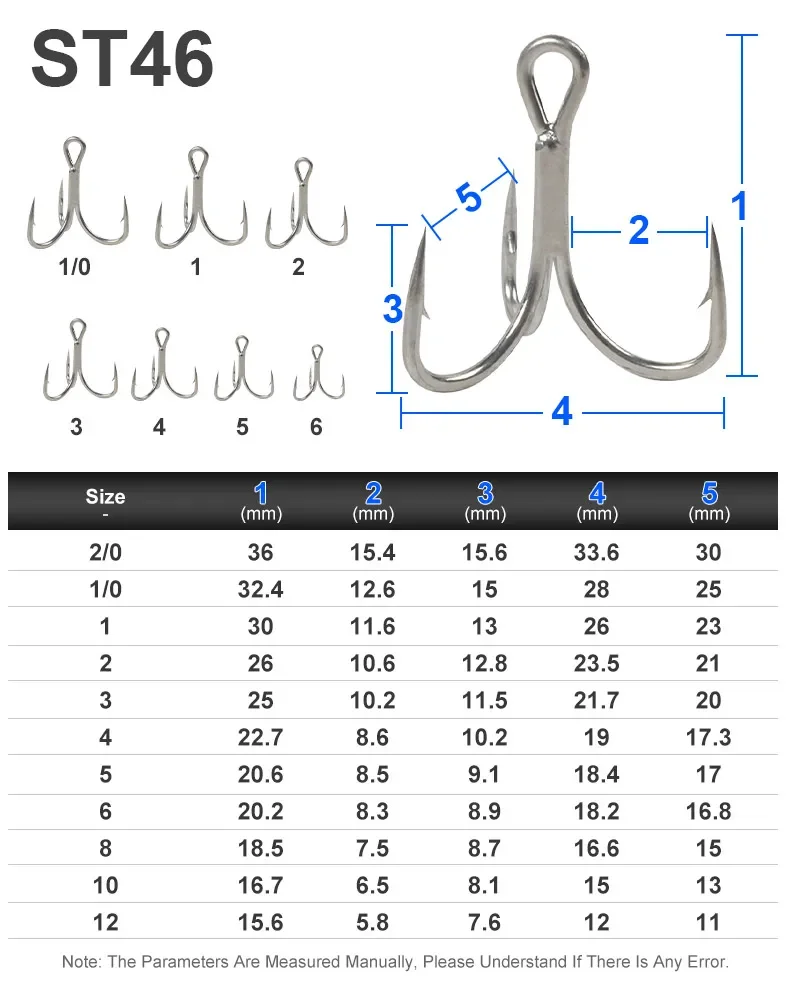 TEASER ST46 1000pcs 3X Barbed Three Anchor Hard Lure Hook Saltwater Jigging Stinger Hook Assist Treble Fishing Hooks