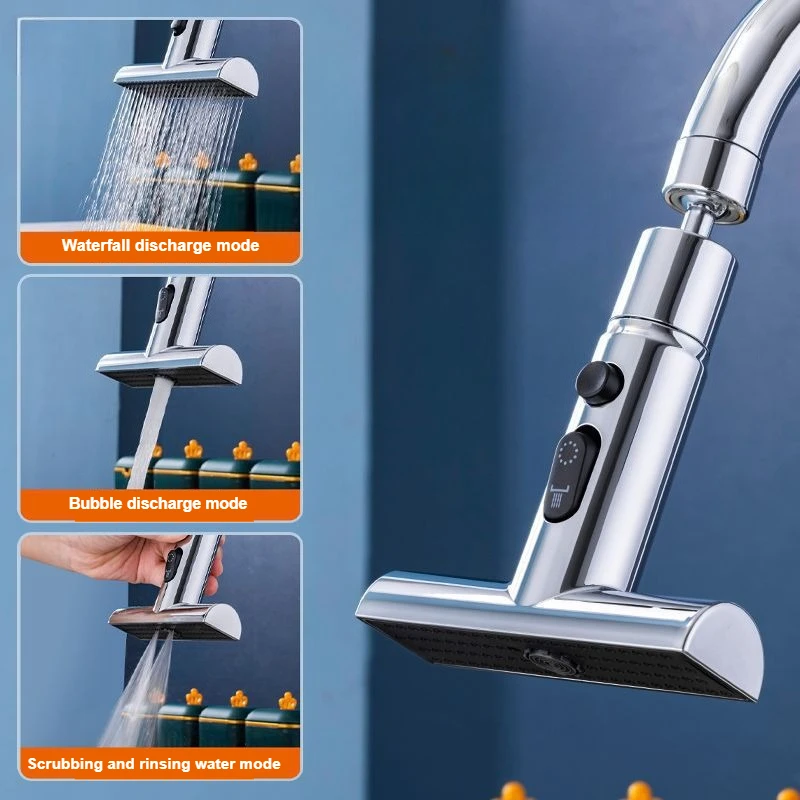 Kitchen Faucet Extender Boosting Splash Prevention 360° Rotable Faucet Three Modes Water Saver Home Extended Shower Spray Filter