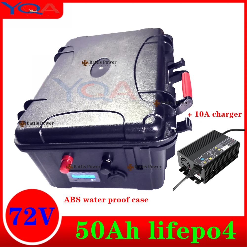 72V 50Ah lifepo4 lithium battery with 80A 150A BMS for 5000W AGV bicycle bike scooter Forklift inverter car + 10A charger