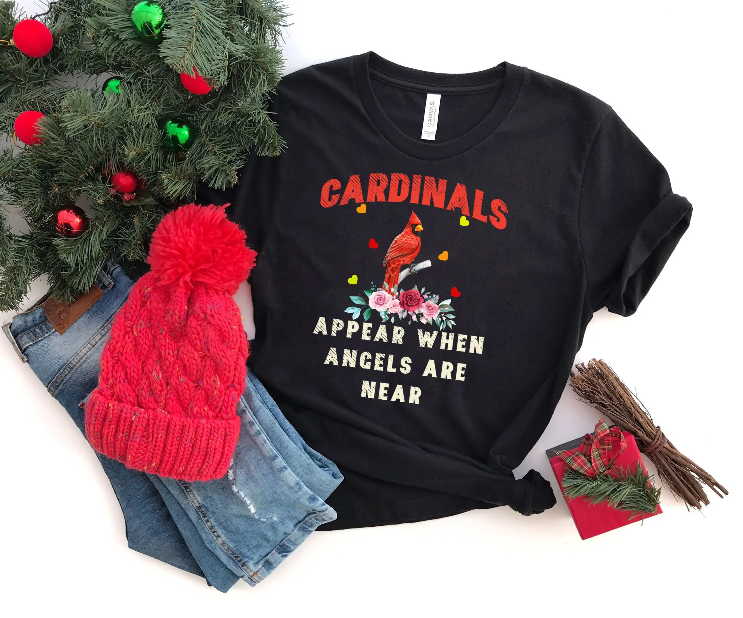 Birds Cardinal T Shirt Memorial Day Cardinals Appear When Angels are Near Christmas Women Bird