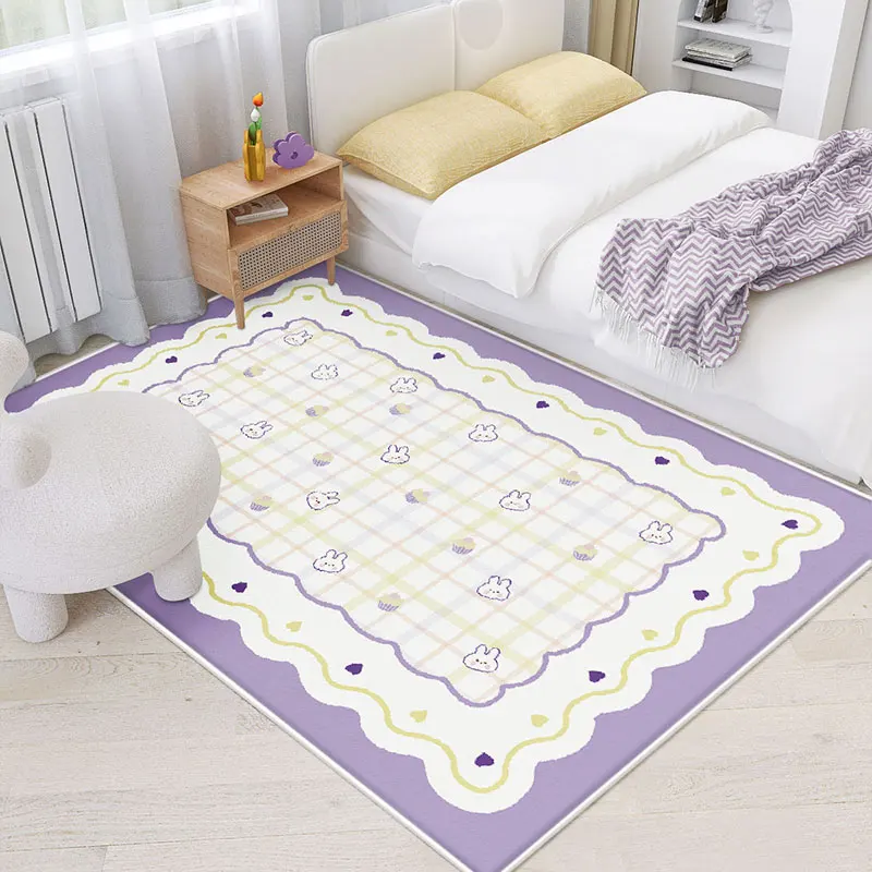 

VIKAMA Fashion Pink Living Room Carpet Geometric Decoration Lovely Girl Sofa Comfortable Carpet Bedroom Bed Head Soft Floor Mat