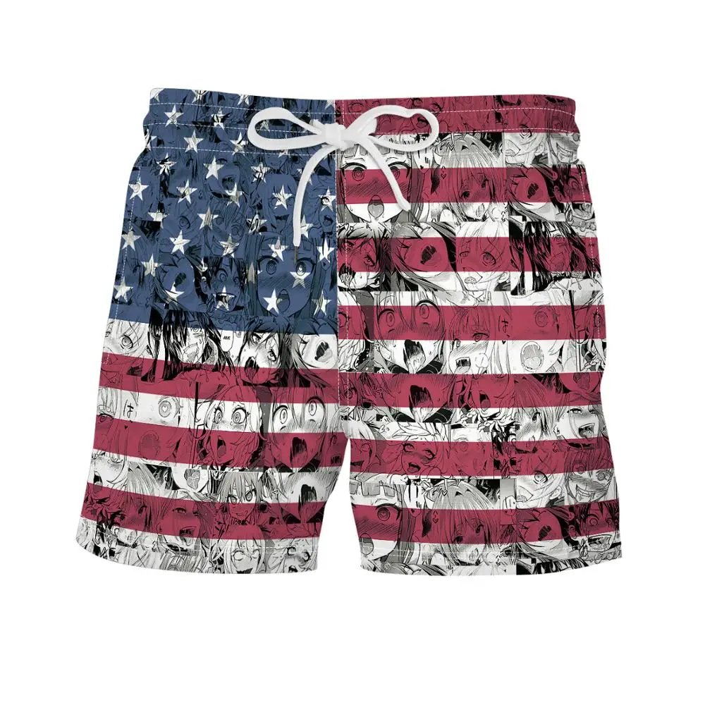 Herren Bade bekleidung Shorts Anime 3D Surfbrett kurze lässige Strands horts Männer Trunks Masculina Badeanzug Sport hose Slips Junge