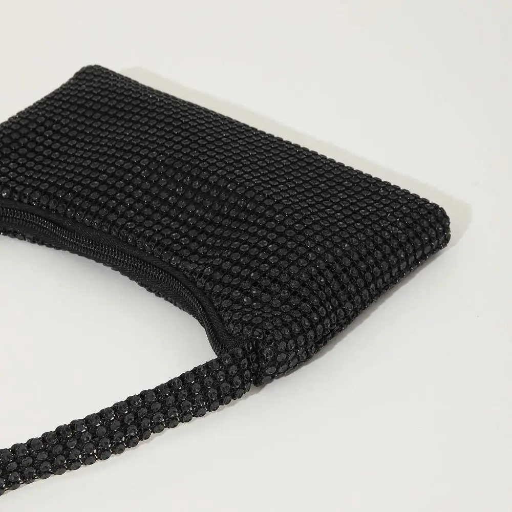 Retro Shiny Evening Banquet Bag Temperament Underarm Bag Glitter Shoulder Bag Small Purse Mini Rhinestone Hand Bag Women