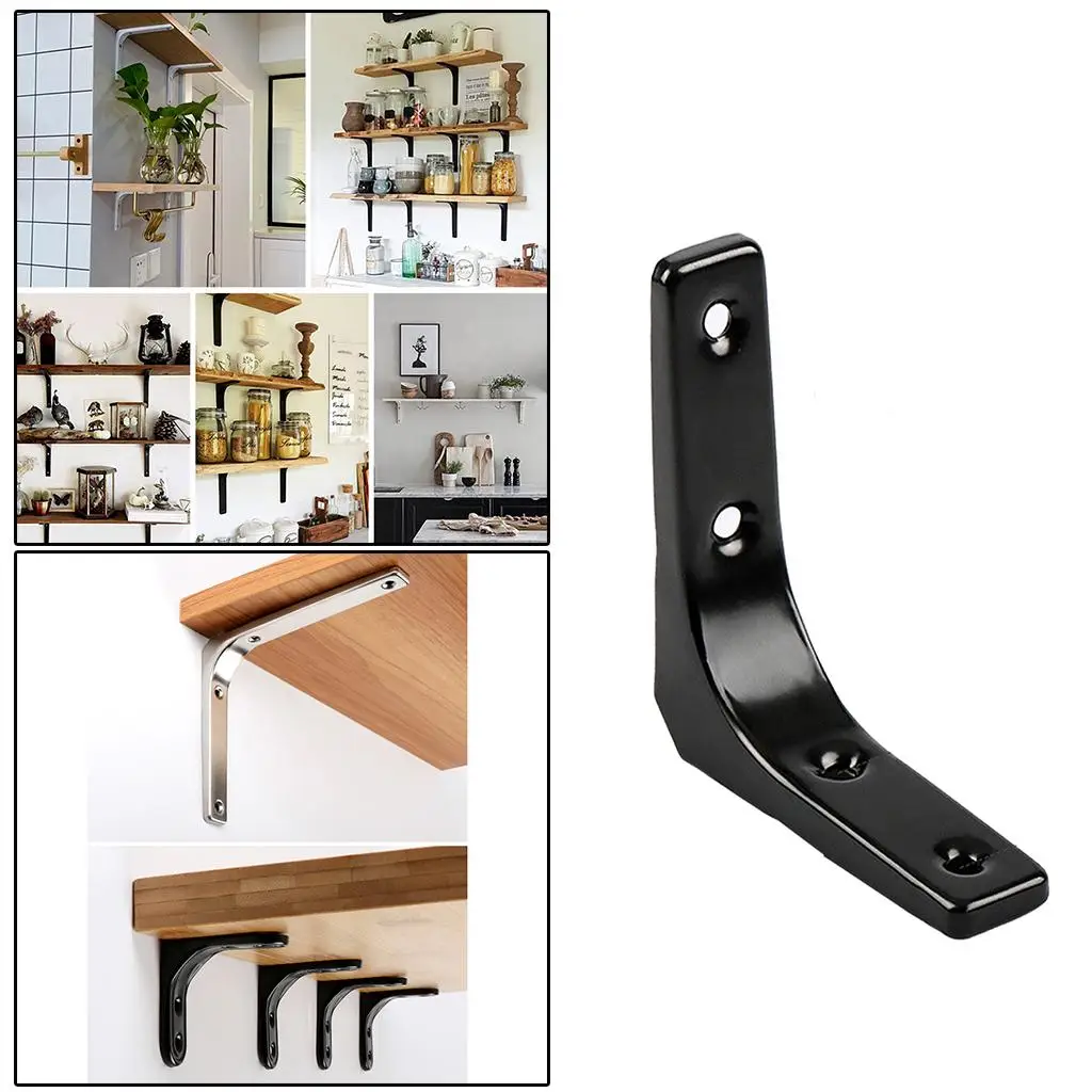 2-4pack Heavy Duty Shelf Bracket Wall Hanging Shelve L Shaped Brackets Black