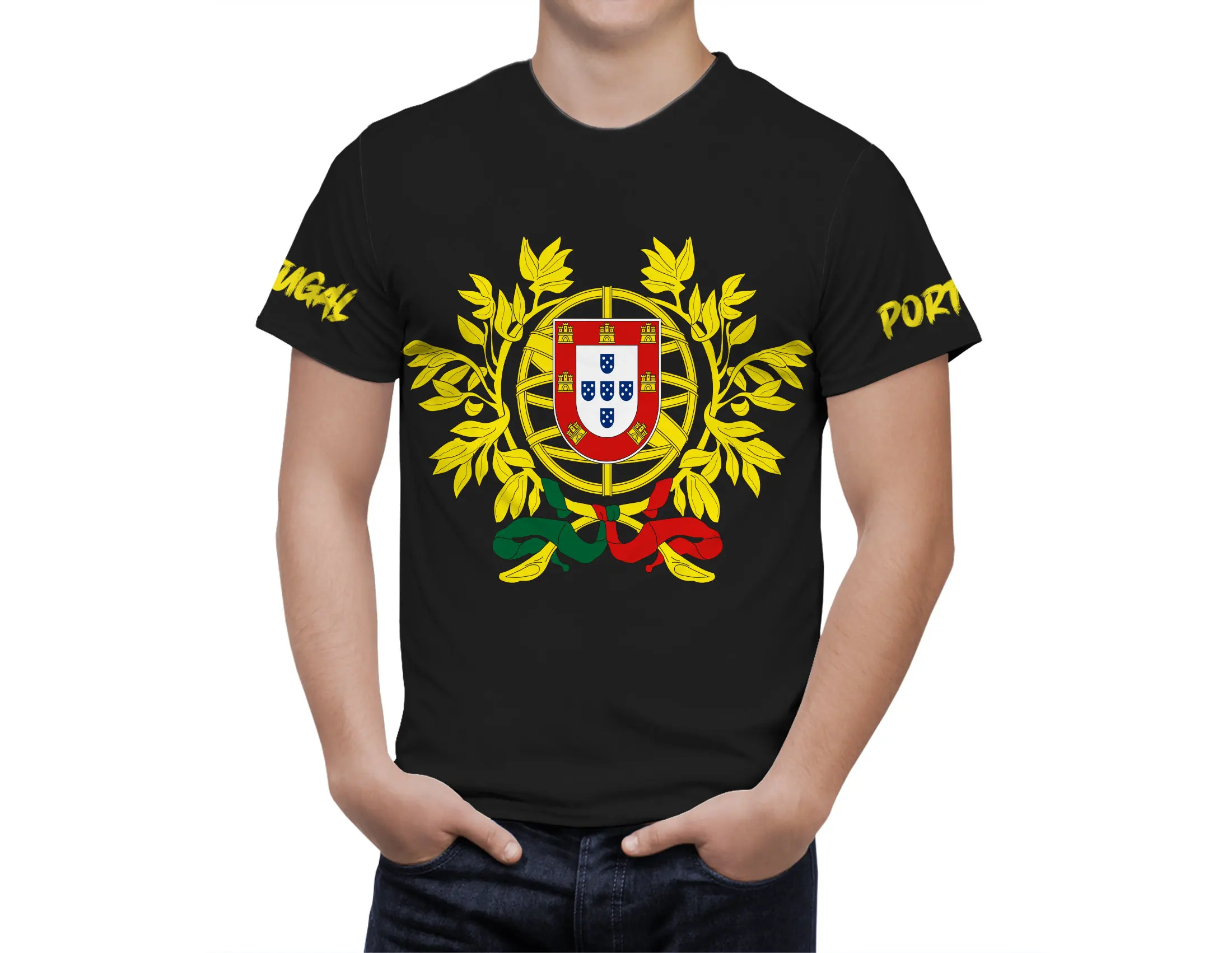 

Vintage Portugal Coat of Arms T Shirt For Men Couple 3D Print Short Sleeve T-shirt Men's Clothing Streetwear Patriotic Shirt