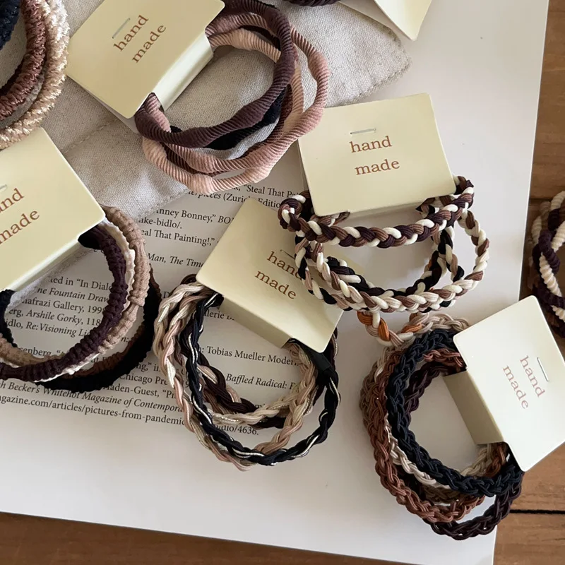 Ponytail Holders 5 Pack Brown Tone Elastic Bands High Stretch Non Slip Sturdy Practical Versatile for Daily Updo Use