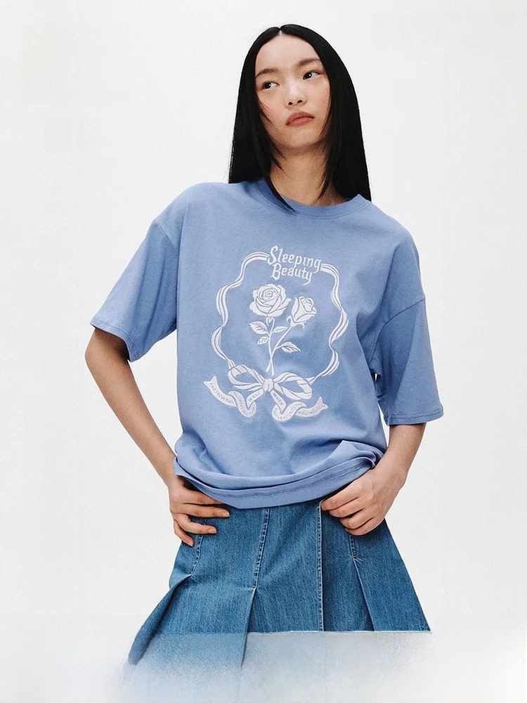 

Женская футболка H&M, летняя новинка, с принтом, удобная, свободного кроя, с коротким рукавом, повседневная, из хлопка, для ежедневной носки 1324128