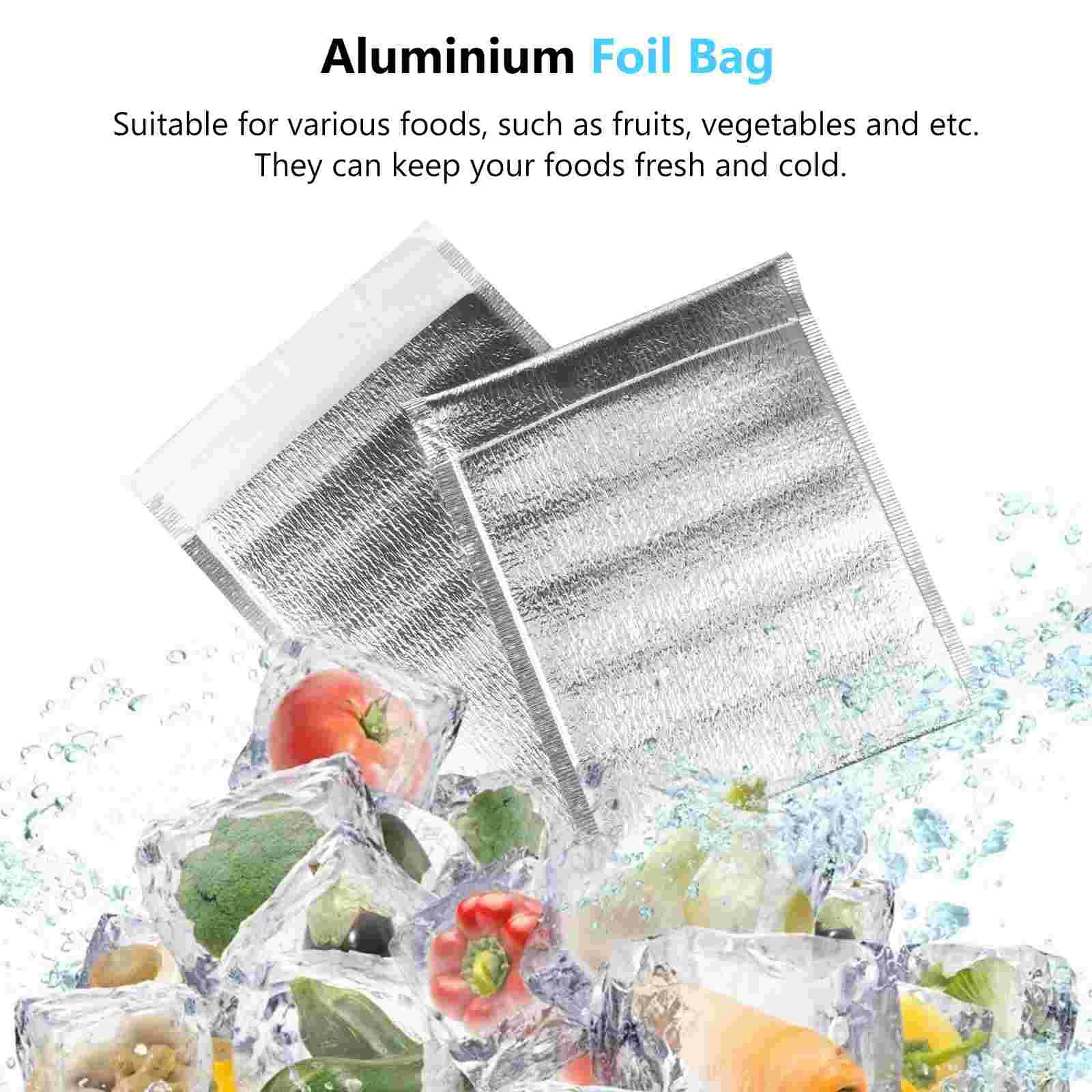 20 Pcs Foil Bag Storage Pouch Fruits Bags Vegetable Aluminium Insulation Thermal Insulated