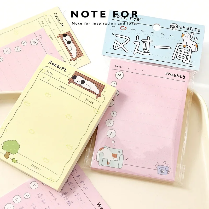 80 Sticky Notes, Slow Life Log, Korean Cute Handbook DIY Message Memo Material Cute Stationary Notebooksticky Notes