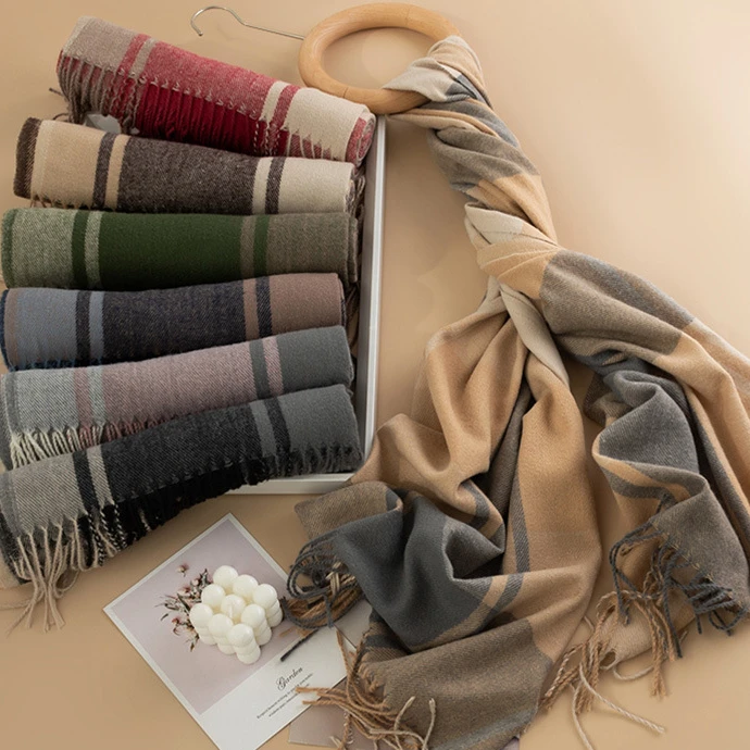 

New British style cashmere tassel scarf for girls with a high-end feel, cold resistant and warm scarf