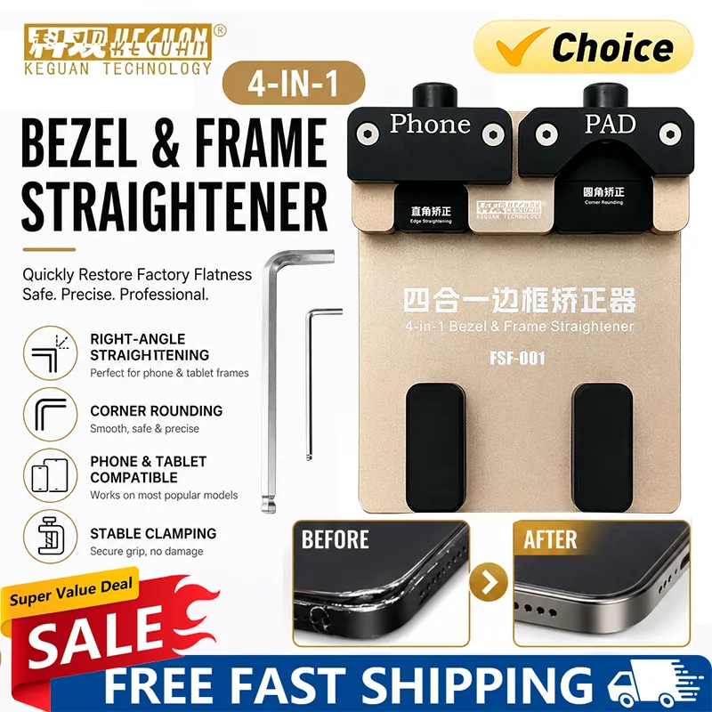 KEGUAN FSF-001 Professional Bezel Frame Straightener 4 Modes for Phone Pad Bent Deformed Housing LCD Screen Frame Repair Tool