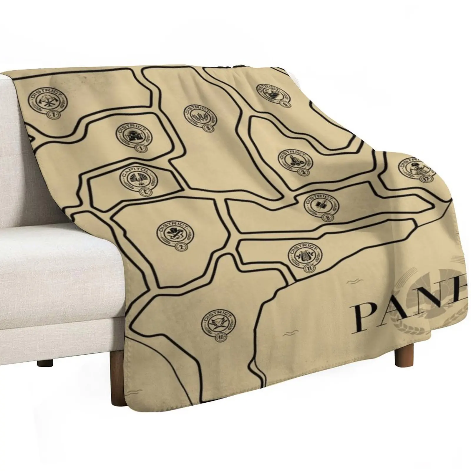 

The Hunger Games map of Panem with all Districts Throw Blanket Picnic Luxury Brand Sofa Throw Furrys Blankets