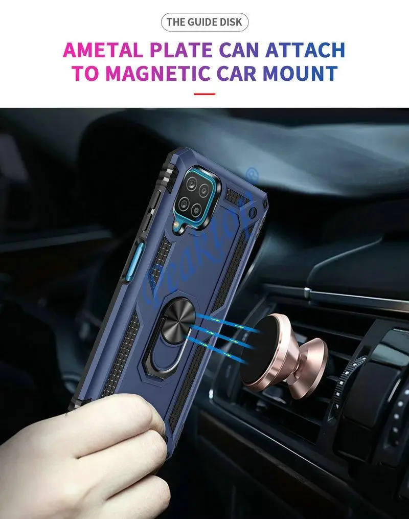 Shockproof Armor Metal Ring Cover for Samsung Galaxy A12 M12 F12 Nacho Magnetic Car Holder Phone Case For A 12 Coque Matte Funda