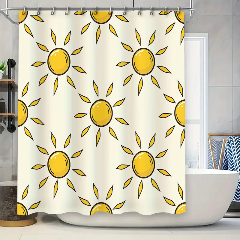 

Занавеска для душа с желтым подсолнухом, водостойкий декор для ванной, домашнее декоративное украшение, моющаяся тканевая занавеска для душа с 3D принтом (Whi