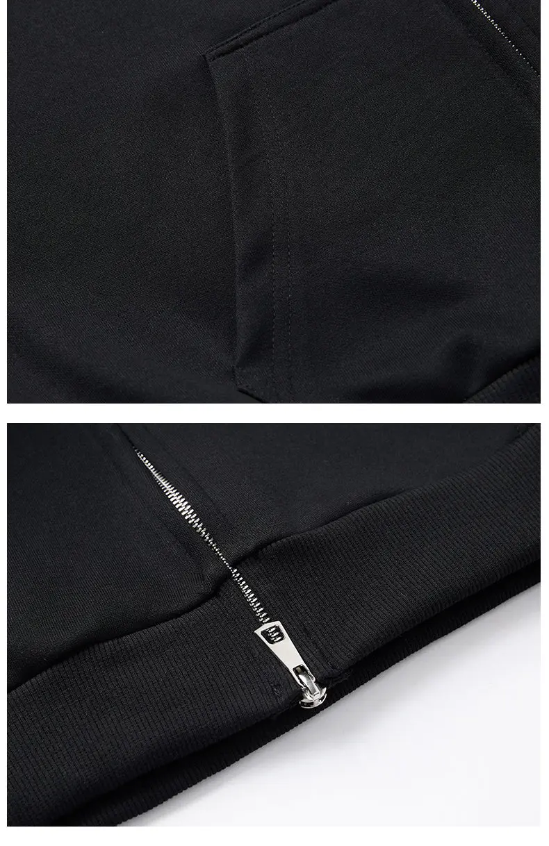 Men's Casual Double Head Zipper Sweatshirt Solid Color Turn-down Collar Loose Fit Autumn 360gsm Comfortable Sweatshirt