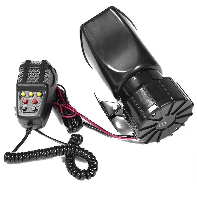 12V Car Alarm Horn Tone Sound Car Emergency Siren Automobile Siren Horn 60W Mic PA Speaker System Emergency Amplifier