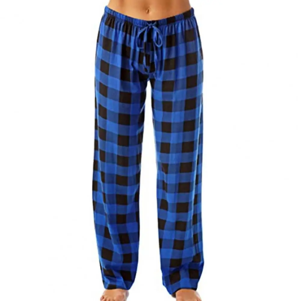 Women Sleep Pants Plaid Pattern Pajama Pants Autumn Winter Wide Legs Sleep Bottoms Trousers pantalones de mujer домашние штаны