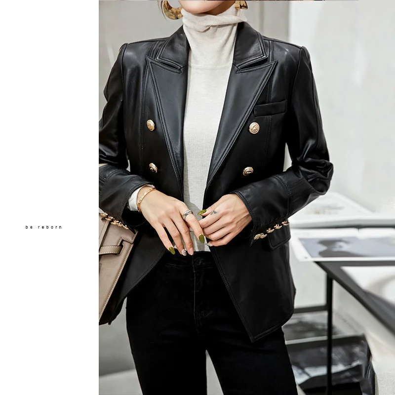 Genuine 2023 Spring Leather Jacket Women Real Sheepskin Coat Blazer Motorcycle Jacket Autumn Korean Slim Fit Coats