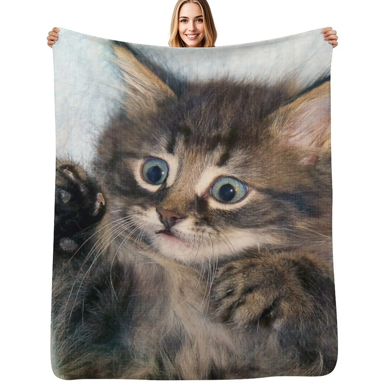 

Kitten Throw Blanket Personalized Gift Blankets Sofas Of Decoration for winter Decorative Sofas Blankets